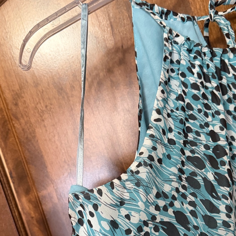 Ann Taylor Teal and Black Animal Print Halter Maxi Dress - 10 - Picture 3 of 8